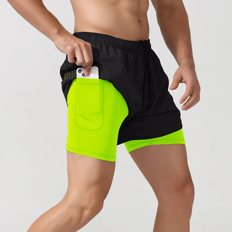 Short RP 2 en 1 avec Boxer intégré - Vert Fluo