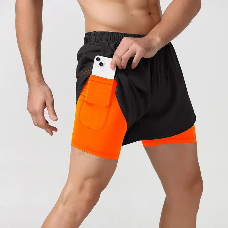 Short RP 2 en 1 avec Boxer intégré - Orangé